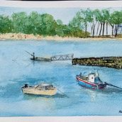 Mi proyecto del curso: Pintura en acuarela de paisajes marinos Ein Projekt aus dem Bereich Naturalistische Illustration, Malerei und Aquarellmalerei von Rosa Rey Pousada - 08.09.2024