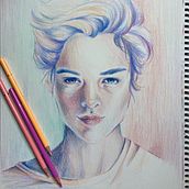 My project for course: Vibrant Portrait Drawing with Colored Pencils. Colored Pencil Drawing, Drawing, Portrait Drawing, and Sketchbook project by sunpuppet - 09.08.2024