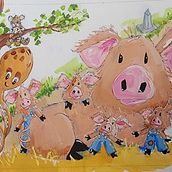 Picture Book O is for Pig. Traditional illustration project by Terri Einer - 09.07.2024