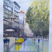 Mi proyecto del curso: Paisajes urbanos en acuarela. Un proyecto de Pintura a la acuarela, Bellas Artes e Ilustración arquitectónica de Fredy Acosta Techera - 12.09.2024