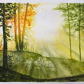 Mój projekt z kursu: Oniryczne pejzaże akwarelą: maluj światłem. Painting, and Watercolor Painting project by Karo - 09.14.2024