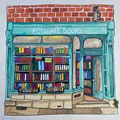 Bookshop. Ilustração arquitetônica, Desenho, Pintura, e Pintura em aquarela projeto de Sophie Nowak - 15.09.2024