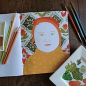 Final project for Gouache Portrait Painting with Patterns and Textures. Un proyecto de Ilustración tradicional de Heather Burrows - 15.09.2024