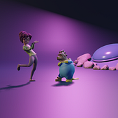 Mi proyecto del curso: Animación de personajes 3D estilo cartoon en Blender. 3D, 3D Animation, Animation, and Character Animation project by Valentina Jara - 09.19.2024