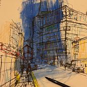 My project for course: Urban Sketching: Capture Your City in Motion. Architectural Illustration, Drawing, Traditional illustration, Sketchbook, Sketching, and Watercolor Painting project by eleanor_dare - 09.20.2024