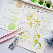 Ramas de Olivo. Watercolor Painting project by appel_chocolate - 09.21.2024