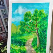 My project for course: Landscape Painting with Gouache for Beginners. Gouache Painting, Painting, Fine Arts, and Naturalistic Illustration project by Julia - 09.22.2024