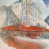 Mon projet du cours : Dessin architectural à l’aquarelle et à l’encre. Drawing, Watercolor Painting, Architectural Illustration, Sketchbook, and Sketching project by Sarah Shomrai - 09.22.2024