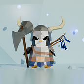 Mi proyecto del curso: Modelado de personajes low poly para videojuegos - Pingüino Vikingo. Un progetto di Character design 3D, Videogiochi, 3D, Modellazione 3D e Progettazione di videogiochi di Kenny Salazar - 22.09.2024