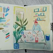 Mein Abschlussprojekt für den Kurs: Das Skizzenbuch als Erkundungsreise: Finde deinen Zeichenstil. Sketching, Creativit, Drawing, Traditional illustration, Watercolor Painting, Gouache Painting, and Sketchbook project by eloinah - 09.26.2024