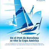 PORT de BARCELONA. IIustración del anuncio Institucional de la 37a Copa América de Vela. Vector Illustration, Digital Illustration, Advertising, Art Direction, Br, ing & Identit project by Juanma García Escobar - 09.28.2024