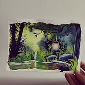 Il mio progetto del corso: Paesaggi fantasy con acquerello e gouache. Un progetto di Belle arti, Pittura gouache, Illustrazione naturalistica, Pittura e Pittura ad acquerello di adventura - 29.09.2024