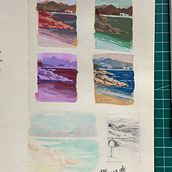 Praia de Liméns. Gouache Painting, Traditional illustration, Painting, and Sketching project by Elena Kameneva - 09.29.2024
