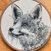 Fox portrait. Embroider, Fiber Arts, Traditional illustration, Realistic Drawing, and Textile Design project by rosie.spiegelhalter - 10.04.2024