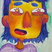 Girl with purple hair. Watercolor Painting, and Colored Pencil Drawing project by lilko - 08.25.2024