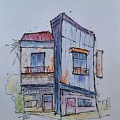 Mein Abschlussprojekt für den Kurs: Expressive Architekturskizzen mit Markern. Ilustração arquitetônica, Desenho, Ilustração com tinta, Sketchbook, e Esboçado projeto de Rosemarie - 07.10.2024