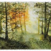 Verträumte Aquarell Landschaft  Ein Projekt aus dem Bereich Malerei, Zeichnung, Kreativität und Botanische Illustration von Sylvia - 22.09.2024