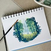 Mijn project van de cursus: Fantasielandschappen schilderen met gouache. Gouache Painting, Traditional illustration, and Painting project by Jessica - 10.14.2024