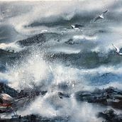 Imaginary seascape. Watercolor Painting project by Ola Gustafsson - 10.15.2024