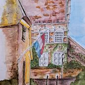 Mijn project van de cursus: Creëer expressieve architecturale schetsen met kleurstiften Ein Projekt aus dem Bereich Architektonische Illustration, Sketchbook, Skizzenentwurf und Zeichnung von Ursula Jansen - 16.10.2024