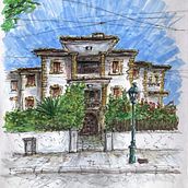 Mein Abschlussprojekt für den Kurs: Expressive Architekturskizzen mit Markern. Architectural Illustration, Drawing, Ink Illustration, Sketchbook, and Sketching project by Oechsl Matthias - 10.17.2024