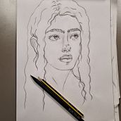 Il mio progetto del corso: Ritratto su blocco da disegno: esplora il volto umano. Un progetto di Disegno artistico, Disegno, Disegno di ritratti, Sketchbook e Bozzetti di agazzilinda0 - 17.10.2024