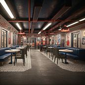 Nueva York Café - Formato mediano . Interior Architecture, Interior Design, Interior Decoration, Retail Design, and Spatial Design project by cleaverth - 10.19.2024