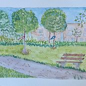 Mon projet du cours : Peinture à l'aquarelle : environnements et scènes aux couleurs vives. Desenho, Artes plásticas, Pintura, e Pintura em aquarela projeto de nive57 - 22.10.2024