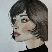 My project for course: Watercolor Portrait from a Photo. Portrait Drawing, Traditional illustration, and Watercolor Painting project by Alma Danielson - 10.27.2024