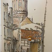 Home town. Sketching, Sketchbook, Design, Pencil Drawing, Colored Pencil Drawing, and Architecture project by Patryk Mlodzianowski - 11.03.2024