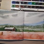My project for course: Watercolor Landscapes: Experimental Tools and Techniques Ein Projekt aus dem Bereich Bildende Künste, Malerei und Aquarellmalerei von christine7589 - 03.11.2024