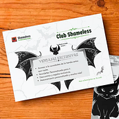 Club Exclusivo Shameless tarjetones fidelización. Design, Advertising, Br, ing, Identit, Graphic Design, and Marketing project by Soraya Rivas - 10.03.2022