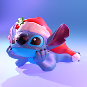Stich adorno de navidad Santa . 3D, Character Design, Product Design, Sculpture, 3D Modeling, 3D Character Design, and 3D Design project by Fernanda Flores Contreras - 10.28.2024