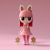 Coelha Rosa. 3D Modeling, 3D, and 3D Character Design project by Andreia Duarte Bilenkij - 11.12.2024