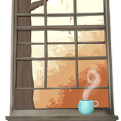 A quiet autumn morning by the window. Digital Illustration, and Digital Drawing project by Minna Beauchamp - 11.15.2024