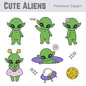 Vector clipart of cute aliens for Etsy. Ein Projekt aus dem Bereich Design von clubnyka - 16.11.2024