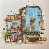 My project for course: Expressive Architectural Sketching with Colored Markers. Architectural Illustration, Drawing, Ink Illustration, Sketchbook, and Sketching project by anneflienpost - 11.16.2024