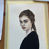 My project: Watercolor Portrait: Aiming for ten. Een project van  Portrettekening, Traditionele illustratie y Aquarelschilderen van Petra Vieweg - 18.11.2024