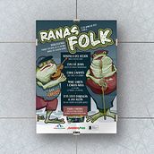 Diseño e ilustración Cartel Ranas Folk 2023 - Guadalajara. Un progetto di Design di poster , Illustrazione vettoriale, Illustrazione digitale e Graphic design di José Luis Segovia García - 14.05.2023