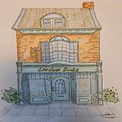 Bookshop sketch. Watercolor Painting project by d_thomp92 - 11.23.2024