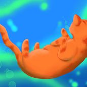 Ilustracion Gato naranja bajo el agua. Digital Illustration project by Coni Gonzalez - 11.25.2024