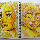 Mein Abschlussprojekt für den Kurs: Skizzenbuch für Porträts: Erkunde das menschliche Gesicht. Artistic Drawing, Drawing, Portrait Drawing, Sketchbook, and Sketching project by emmanuelar - 11.29.2024