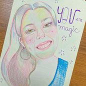 Meu projeto para o curso "Desenho de retratos vibrantes com lápis de cor". Colored Pencil Drawing, Drawing, Portrait Drawing, and Sketchbook project by Fernanda Benedito - 12.02.2024