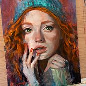 Girl in red - after Torsten Wolber. Fine Arts, Traditional illustration, Oil Painting, and Painting project by eddygmora - 12.03.2024
