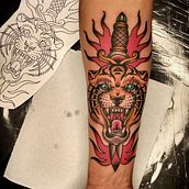 Tatuaje tradicional Tigre. Un proyecto de Diseño de tatuajes de Cristian Georgeot - 03.12.2024