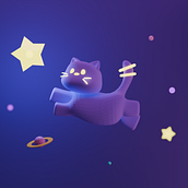 Gatito en el espacio. 3D, 3D Character Design, 3D Design, 3D Modeling, and Character Design project by ariannamacias29 - 12.05.2024