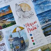 Lámina Mar del Plata. Traditional illustration, Architectural Illustration, Watercolor Painting, Sketchbook, Creativit & Infographics project by Marcia Toledo - 12.06.2024