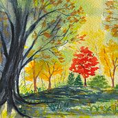 Mon projet du cours : Paysages fantastiques à l'aquarelle et à la gouache. Fine Arts, Gouache Painting, Naturalistic Illustration, Painting, and Watercolor Painting project by sylviane_lanthier - 12.07.2024