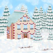 Cute house with Christmas decorations . Children's Illustration, Digital Illustration, Digital Painting, and Picturebook project by batkova_designer - 12.09.2024