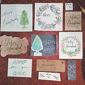Set Navideño. H, Lettering, Traditional illustration, and Lettering project by Fátima Telón S. - 12.10.2024